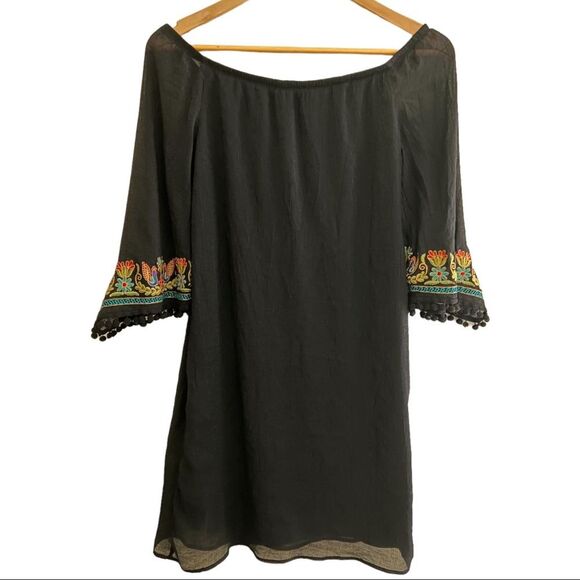 Vava by Joy Han Off Shoulder
Dress Embroidered Ruffle Sleeve Black Sz M - Picture 6 of 14